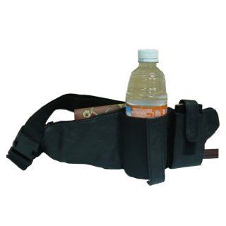 Lambskin Leather Fanny Pack Waist Bag With Drink Holder & Cell Phone Pouch Black Clothing