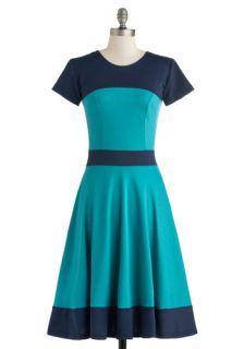 Nothing Like the Wheel Thing Dress in Teal  Mod Retro Vintage Dresses
