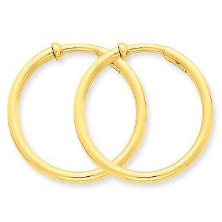 14k Yellow Gold Non pierced Hoops Earrings Jewelry