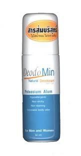 Deomin Natural Deodorant Roll on Potassium Alum Non sticky, Non staining for Men and Women 60 Ml. 