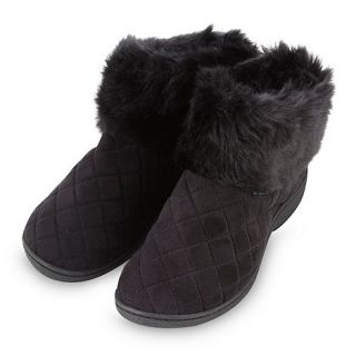 Isotoner Black faux fur cuff slipper boots