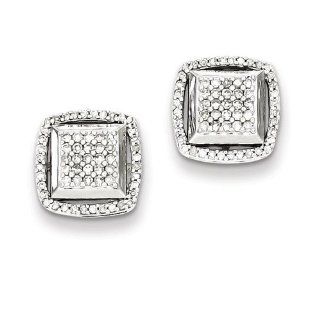 Sterling Silver Diamond Post Earrings. Carat Wt  0.47ct. Metal Wt  2.71g Jewelry