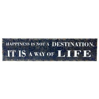 Wilco Imports Happiness is Not a Destination it is a Way of Life Distressed Finish Wall Plaque, Black  