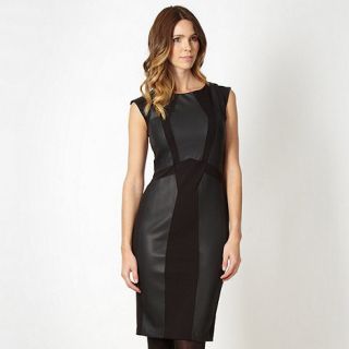 Star by Julien Macdonald Designer black faux leather panelled dress