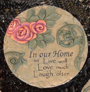 Decorative Garden Plaque   "In Our Home We Live Well Love Much Laugh Often Stepping Stone  Patio, Lawn & Garden