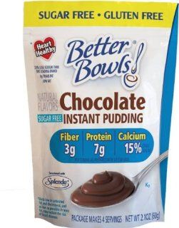 Better Bowls Chocolate Sugar free (Splenda) Instant Pudding, Heart Healthy, Good Source of Fiber, Protein & Calcium, 2 Ww Points, (2.1 Oz Pouches) Pack of 6  Pudding Mixes  Grocery & Gourmet Food