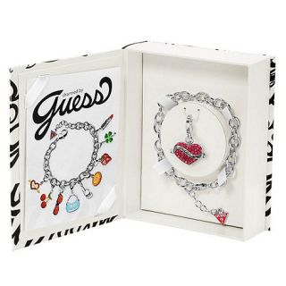 Guess Silver chain bracelet with valentines day charm