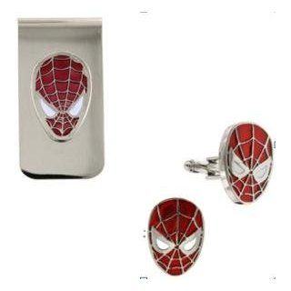 Spiderman 3D Red Logo Cufflinks and Money Clip Box Set 