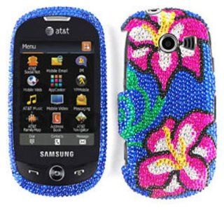 ACCESSORY BLING STONES COVER CASE FOR SAMSUNG FLIGHT II A927 HIBISCUS FLOWERS BLUE Cell Phones & Accessories