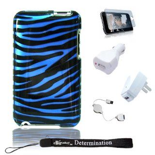 Premium Durable Hard Kickstand Case For Apple iPod Touch 2nd and 3rd Generation + Home and Car USB Charger + Sync Cable + Screen Protector + (Blue)   Players & Accessories