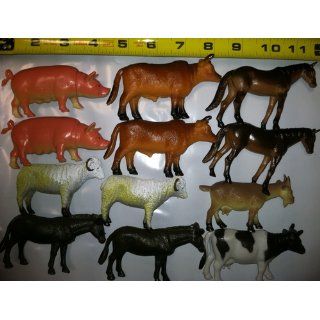 Plastic Farm Animals (12) (Various   color may vary) Party Accessory Toys & Games