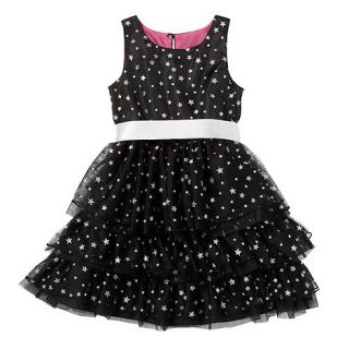 bluezoo Girls black glitter star party dress