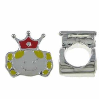 "Little Girl with Crown/Princess Charm" Bead Spacers Bead for Bracelets Compatible with Pandora, Biagi, Troll, Chamilla and Many Others Jewelry