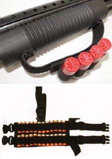 Ultimate Arms Gear Tactical Stealth Black 4 Shot Shell Ammo Reload Carrier Holder Removable Velcro Straps Onto Handguard Pump Action Forearm Fits 12 & 20 Gauge Shotgun Rounds + 24 Shot Shell Ammo Reload Carrier Thigh Dropleg For 12 & 20 Gauge Shotg