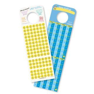 Tooth Brushing Stickers and Chart for Morning and Nighttime, hooks onto door knob Toys & Games