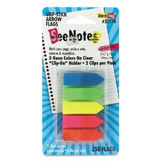 SeeNotes Transparent Film Arrow Flags, Asstd Colors, 5 Pads of 50 Flags/Pack  Sticky Note Dispensers 