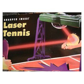 Tiger Electronics Sharper Image Laser Tennis Portable Tabletop Electronic Laser Tennis Game   an Announcer's Voice Stateslevel of Difficulty Then Reports the Game Score, Game Total, and Set Score   the Super Bright Projects the Fast moving"ball&qu