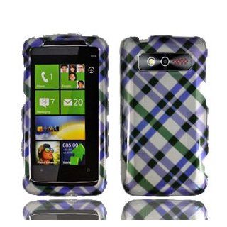 For Verizon HTC Trophy 6985 Accessory   Purple Plaid Design Hard Protective Hard Case Cover Cell Phones & Accessories