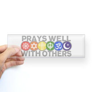 Bumper Sticker Clear Prays Well With Others Hindu Jewish Christian Peace Symbol Sign 