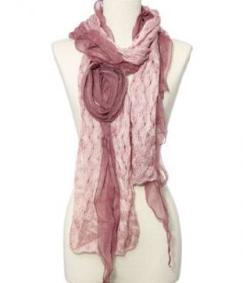 Mauve Pink Lightweight Rosebud Knit Scarf Clothing