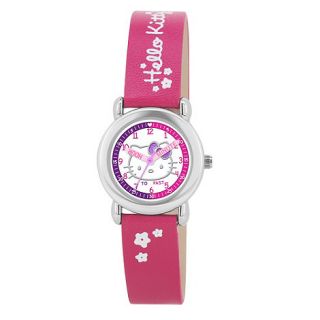 Hello Kitty Kids dark pink PU strap time teacher analogue watch