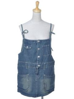 Anna Kaci S/M Fit Blue Vintage Inspired Easy to Wear Young Denim Overall Dress Jeans Dress Women