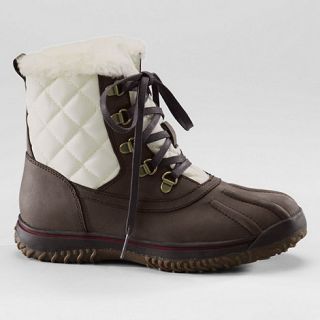 Lands End Cream womens oiled leather duck boots