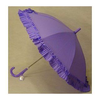 Children's Purple Ruffle Umbrella, Matching Plastic Handle and Tip with Clear Plastic Safety Tips on Outside Ribs, Great Gift Idea Sports & Outdoors
