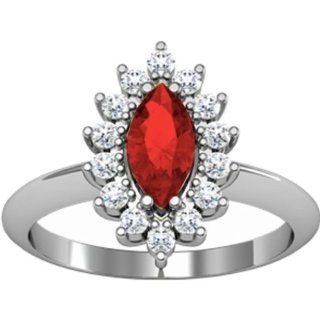 14K White Gold Ruby and Diamond Ring Jewelry