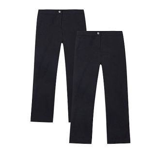 Girls pack of two navy school uniform trousers