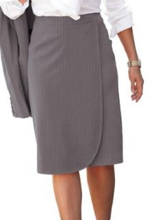 Jessica London Women's Plus Size Skirt Suit With Wrap Front Deep Navy Business Suit Skirt Sets