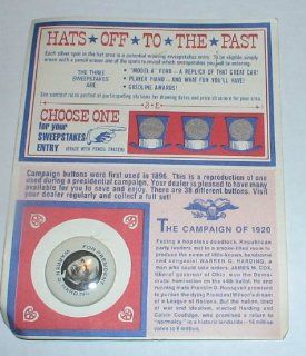 1920 Harding  Vintage 1972 American Oil Company Hats Off to the Past 1" Policital Button  Prints  