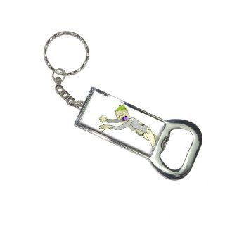 Graphics and More Bottlecap Opener Key Chain, Zombie Guy on White   Undead (KK6008)  Automotive Key Chains 