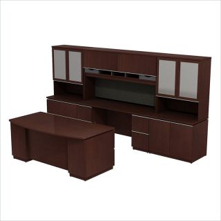 BBF Milano2 72" Double Pedestal Desk with Credenza Wall Storage   MI2025CS