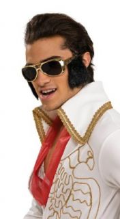 Rubie's Costume Elvis Presley Sunglasses with Attached Sideburns, Gold, One Size Clothing