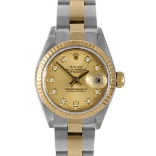 Pre owned Rolex Women's 18k Gold Two tone Diamond Datejust Watch Rolex Women's Pre Owned Rolex Watches