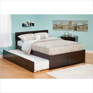 Atlantic Furniture Orlando Platform Bed with Flat Panel Footboard and Trundle Set in Espresso   AR812X11