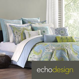 Echo Sardinia Cotton 3 piece Comforter Set with Optional Euro Sham Sold Separately Echo Comforter Sets