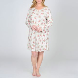 La Cera Women's Plus Size Floral Print Nightshirt La Cera Pajamas & Robes
