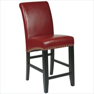 Office Star Metro 24" Counter Height Parsons Bar Stool in Crimson Red   MET8724RD