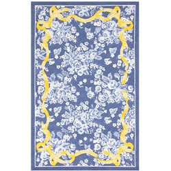 Hand hooked Le Bow Blue Rug (5'6 x 8'6) 5x8   6x9 Rugs