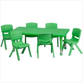 Flash Furniture 7 Piece Rectangular Activity Table Set in Green   YU YCX 0013 2 RECT TBL GREEN E GG