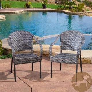 Christopher Knight Home Sunset Grey Outdoor Wicker Chair (Set of 2) Christopher Knight Home Dining Chairs