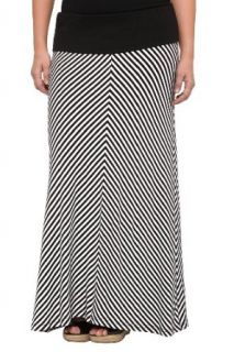 Black And White Miter Stripe Maxi Skirt