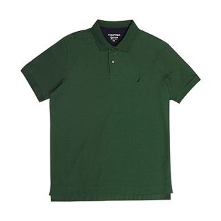 Nautica Big and tall dark green plain pique polo shirt