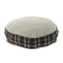 Round 27 inch Green Plaid Sherpa Pet Bed Other Pet Beds