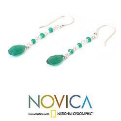 Sterling Silver 'Lady of Phuket' Chalcedony Earrings (Thailand) Novica Earrings