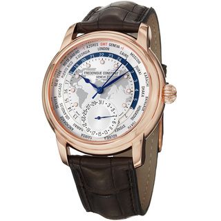Frederique Constant Men's 'World Timer' Brown Leather Strap Watch Frederique Constant Men's More Brands Watches