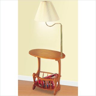 Coaster Magazine Table with Brass Swing Arm Lamp in Oak   4501