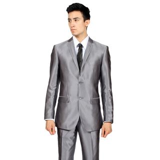 Ferrecci Mens Slim Fit Grey Charcoal Shiny Sharkskin Suit Ferrecci Suits